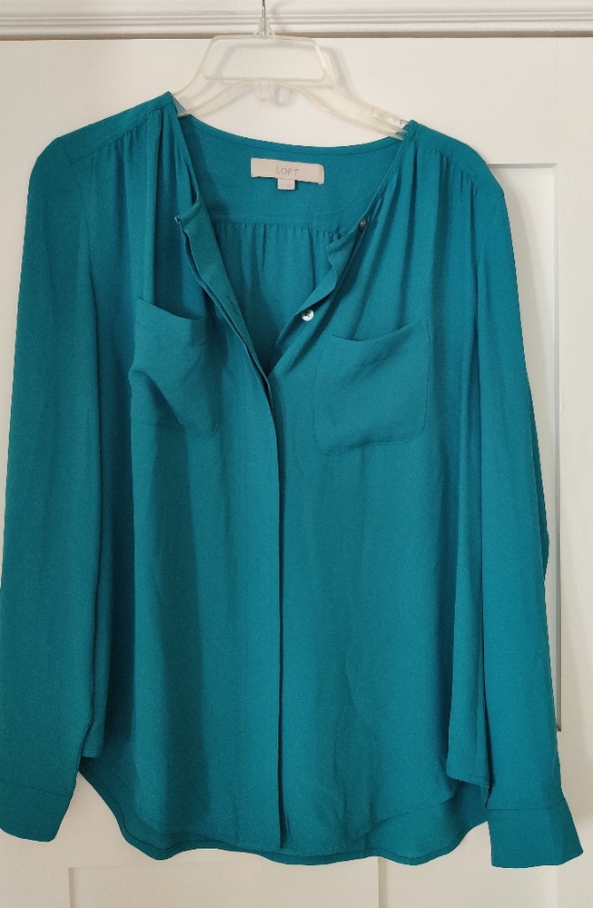 Button down, collarless top